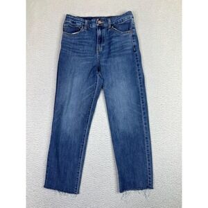 Express Jeans Womens Medium Blue Straight Ankle High Rise Ultra Hyper Stretch
